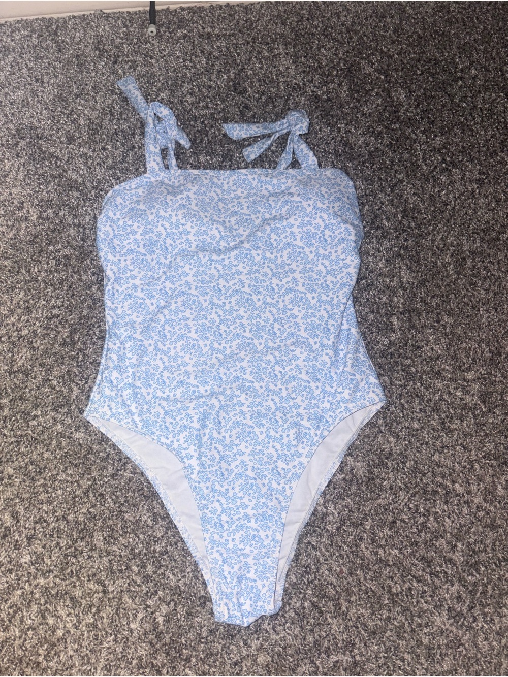 Light Blue Floral Tie-Shoulder One-Piece Swimsuit